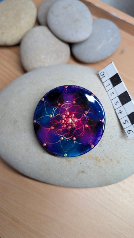 Hand painted stone disc