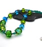 green and blue lampwork glass necklace