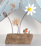 Driftwood Seagull & Daisy Ornament