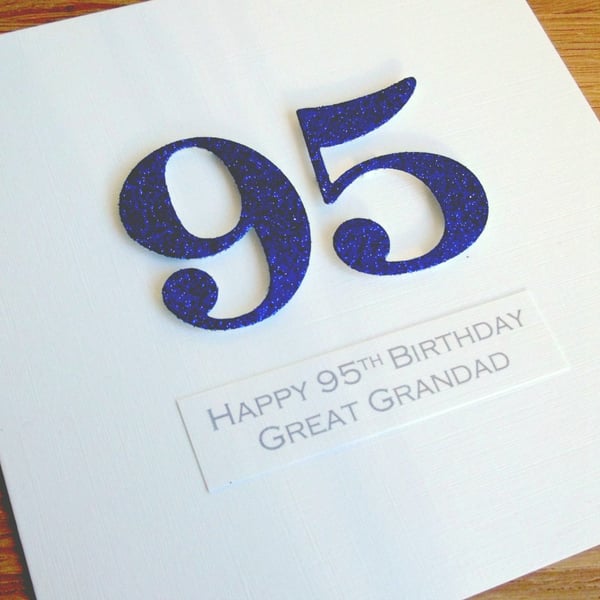 Handmade 95th male birthday card - personalised with any age and message