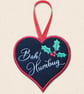 Bah Humbug Heart Christmas Decoration - Embroidered Tree Ornament - Image 2