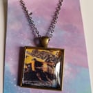 Bumblebee photography square pendant necklace