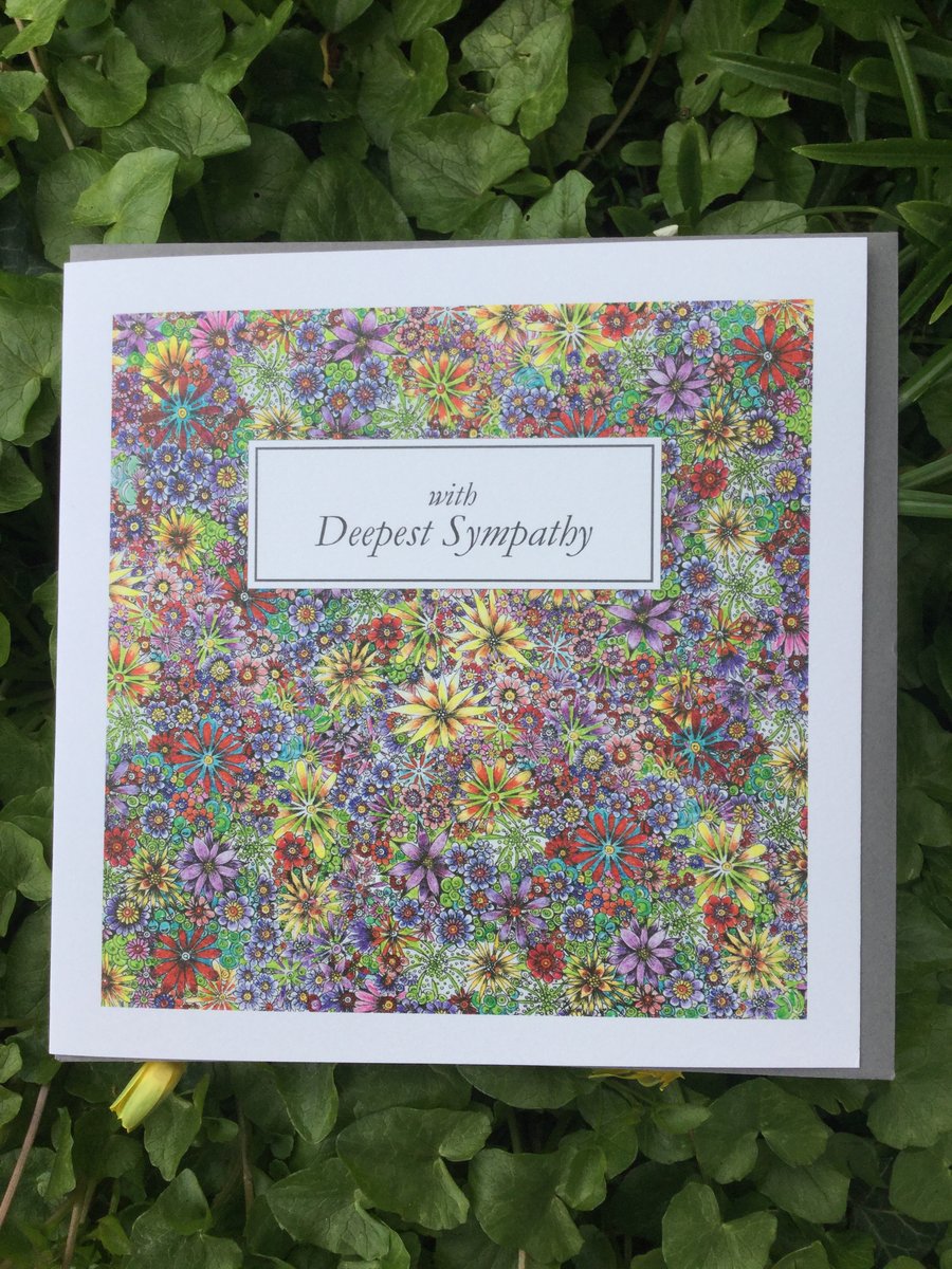 Purple floral Sympathy greeting card 