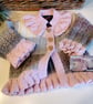 Designer Baby Girl's Hand Knitted Jacket & Booties Set  9-18 mths size ONE OFF - Image 9