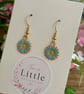 Blue Flower Dangle Earrings, Enamel Floral Charms, Handmade Jewellery - Image 2