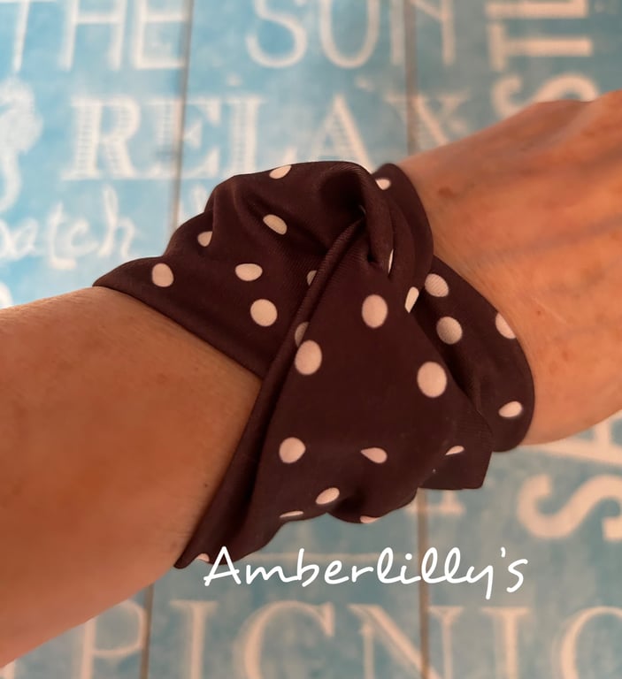 Polka dots Brown and White Twist bracelet in fabric