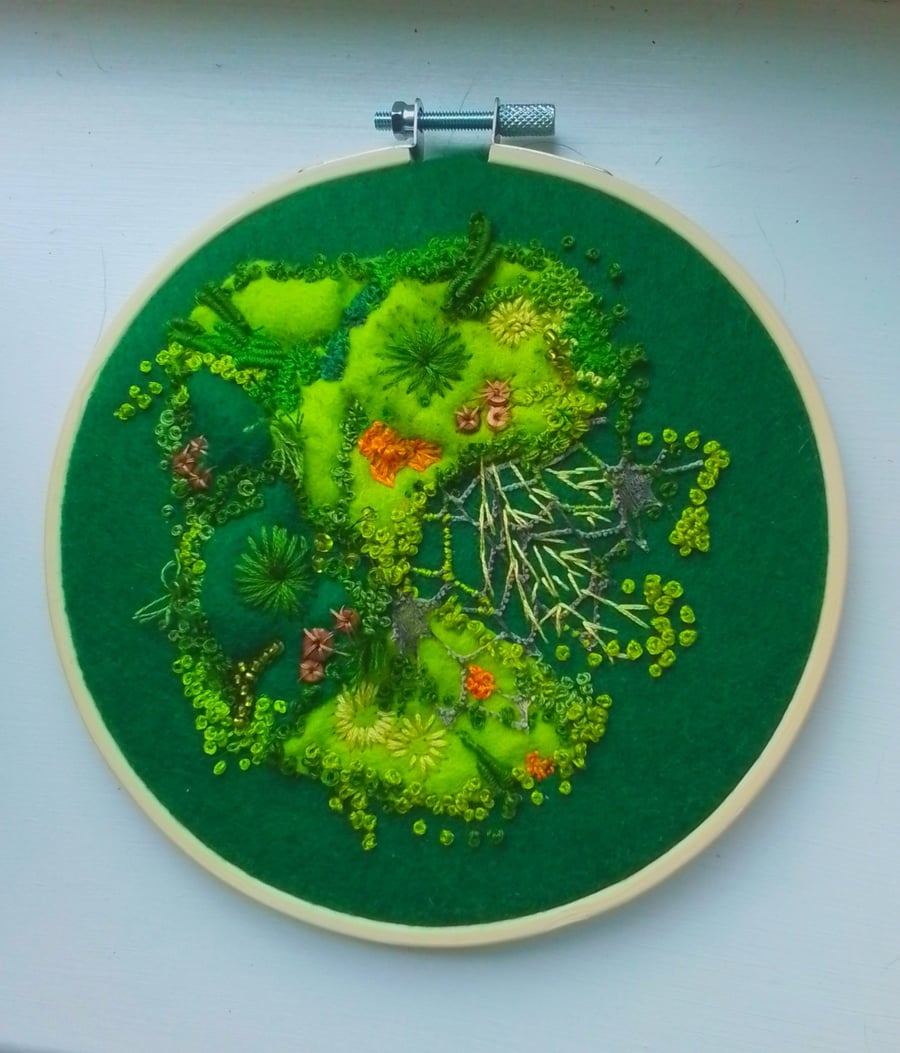 Hand embroidered moss picture 