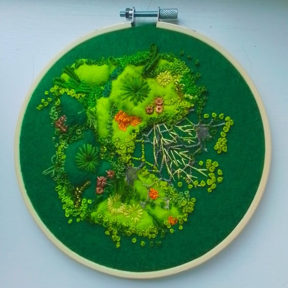 Hand embroidered moss picture 