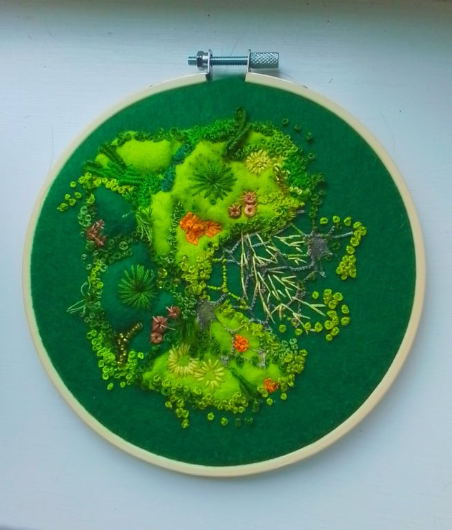 Hand embroidered moss picture 