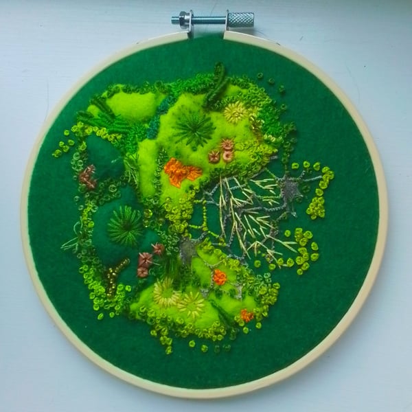 Hand embroidered moss picture 