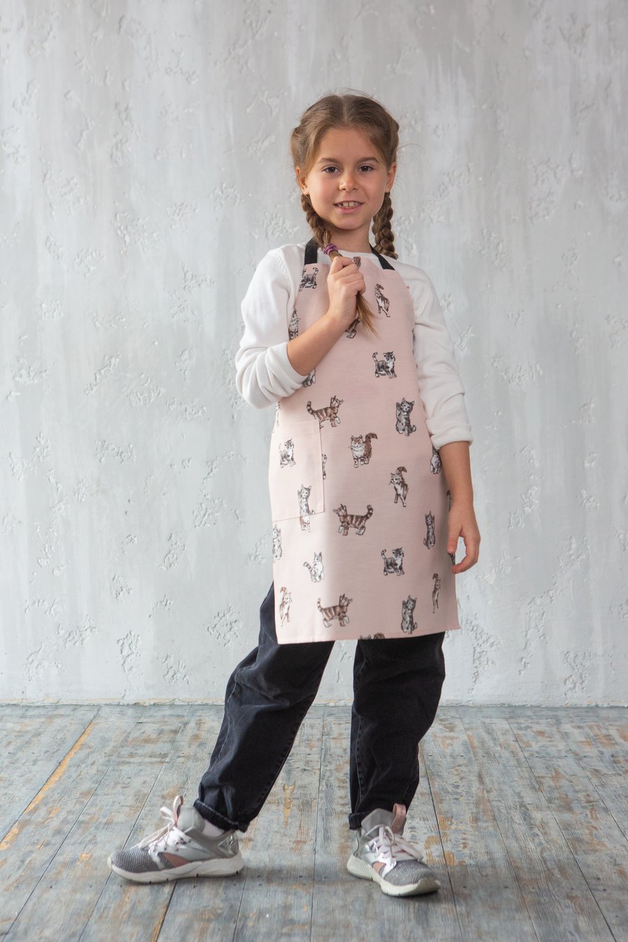 Kids Aprons, Cute Toddler Apron, Cat and Dog Print Apron, Animal Print