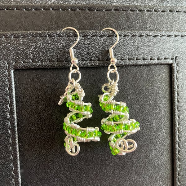 Spiral Christmas Tree Earrings
