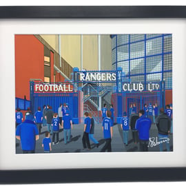 Rangers F.C, Ibrox Stadium, High Quality Framed Football Art Print.