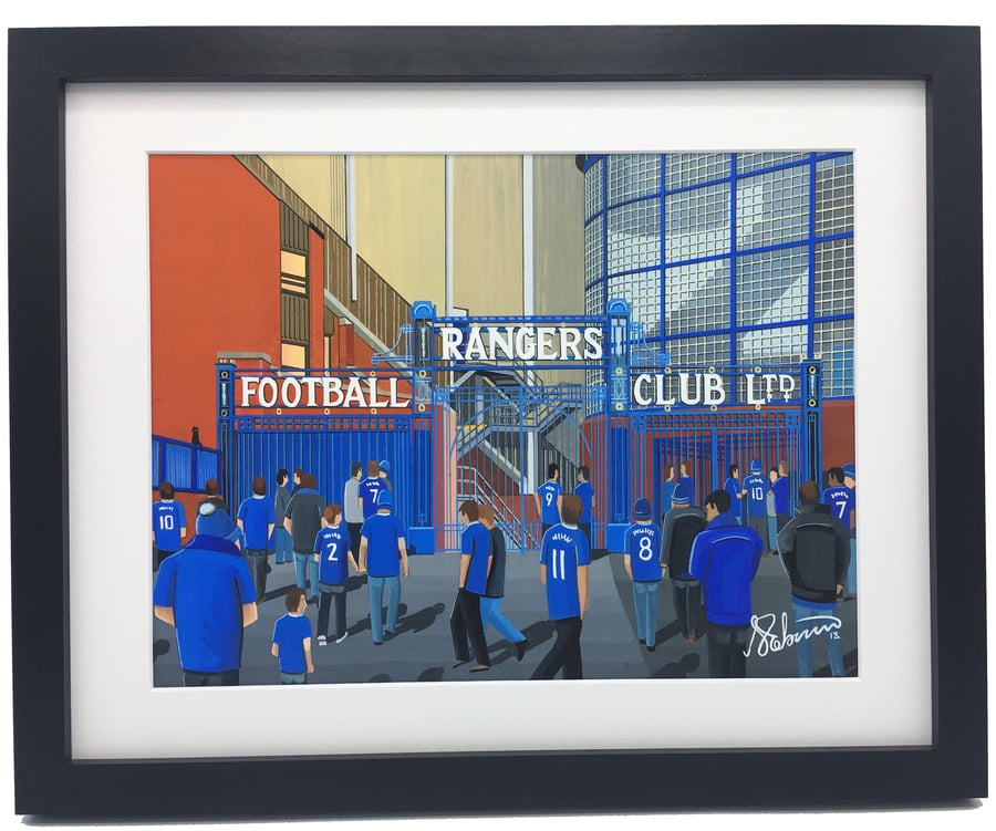 Rangers F.C, Ibrox Stadium, High Quality Framed Football Art Print.