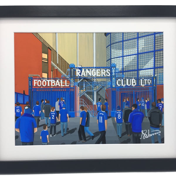 Rangers F.C, Ibrox Stadium, High Quality Framed Football Art Print.