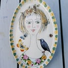 Figurative shallow dish-wall hanging 