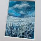 Blue - Original miniature. A5 Mounted. Mixed Media