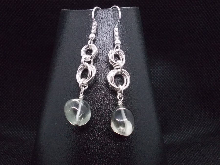 SALE - Green amethyst pebble earring