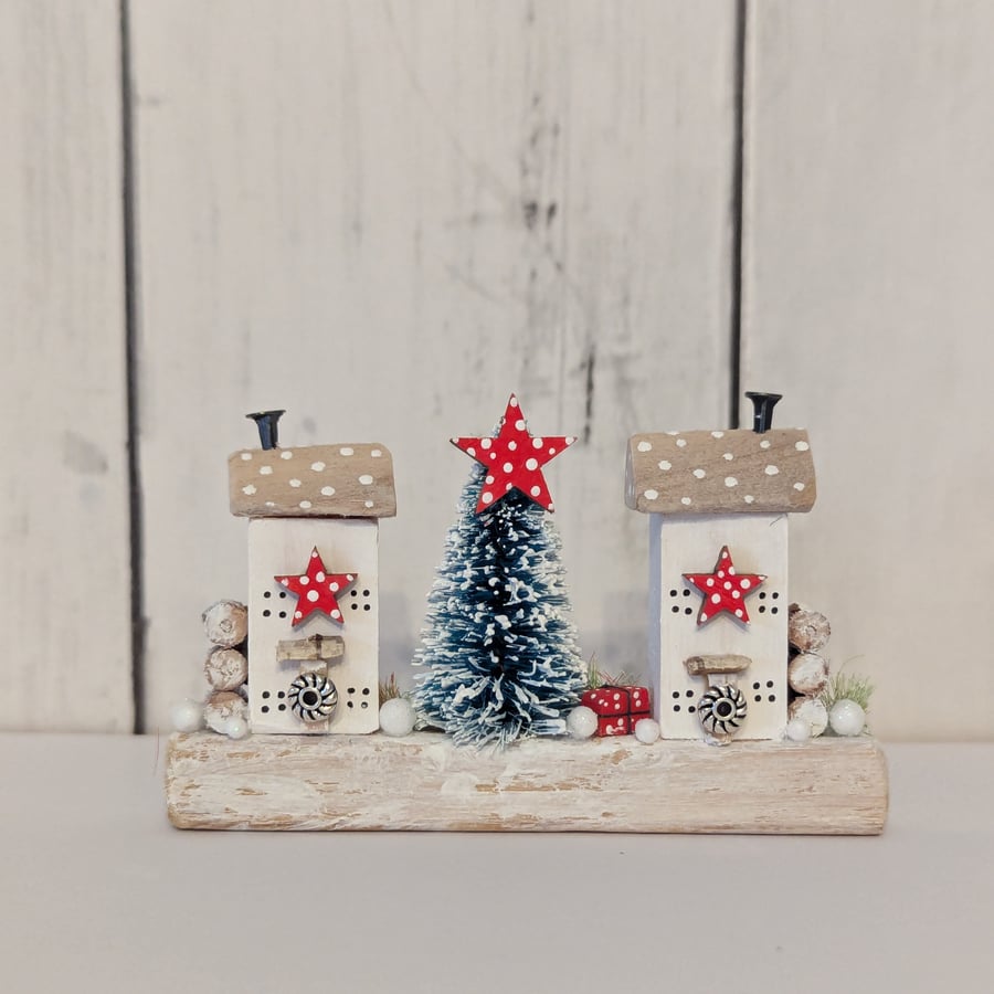 Christmas Star Cottages - Tiny Handmade Wooden Christmas Decoration 