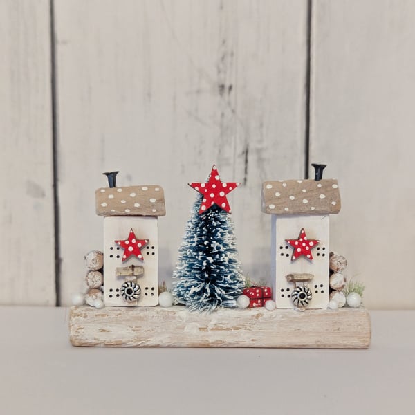 Christmas Star Cottages - Tiny Handmade Wooden Christmas Decoration 
