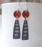 Orange and grey and seedhead earrings 