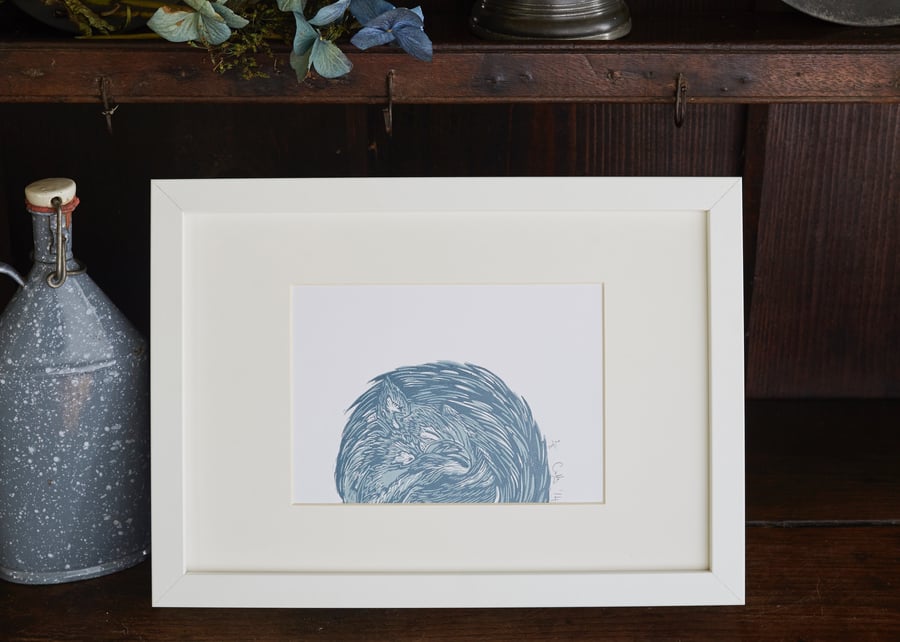 Limited Edition Sleeping Squirrel Lino print