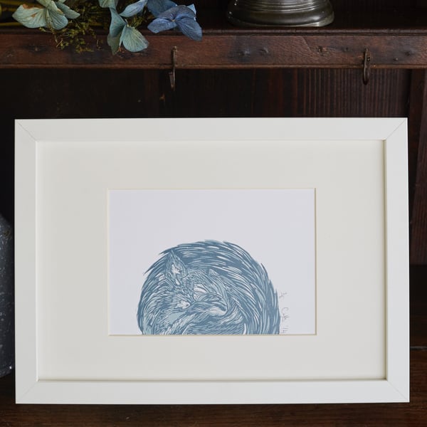 Limited Edition Sleeping Squirrel Lino print