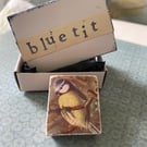 Blue Tit - Wooden Bird Block Brooch