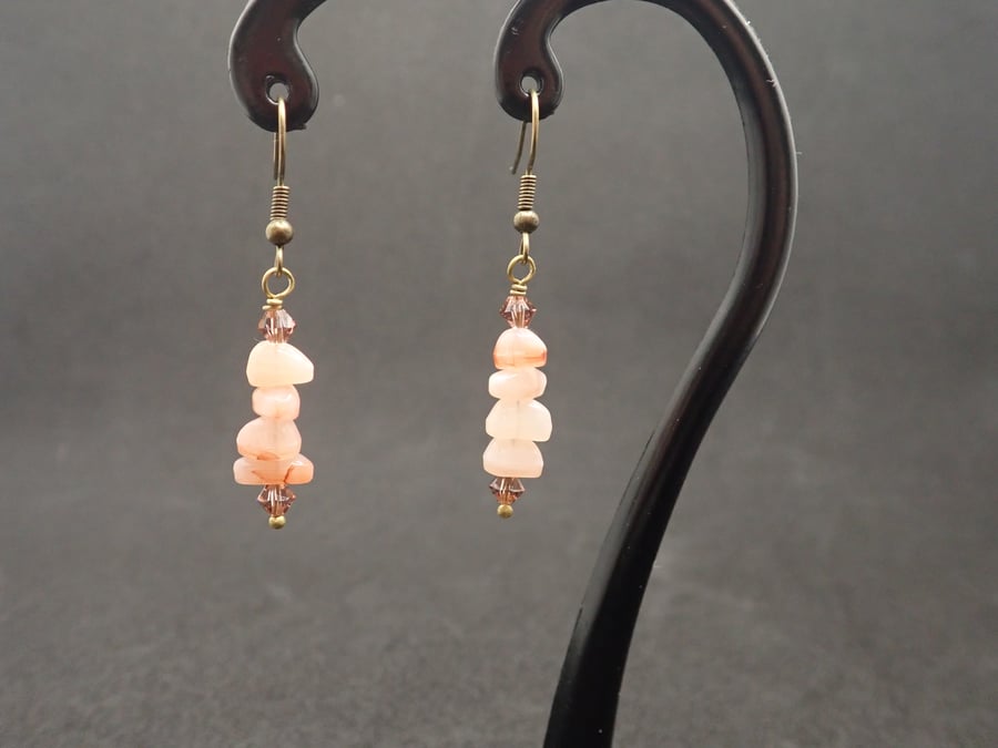 Coral simulated agate nugget earrings