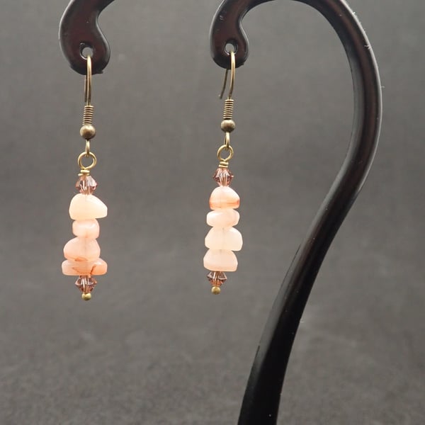 Coral simulated agate nugget earrings