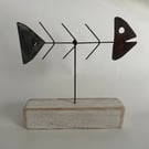 Skeletal fish scrap metal sculpture- nautical 