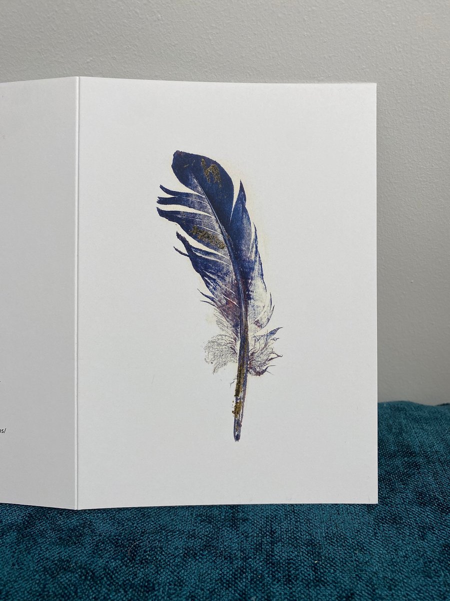 5 Feather blank greetings cards, notelets & envelopes, A6