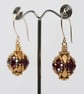 Beaded Bead Earrings in Red and Gold - Image 5