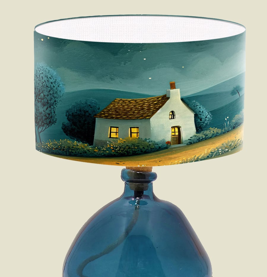 Illustrative Landscape and House Lampshade, Evening Landscape Lampshade