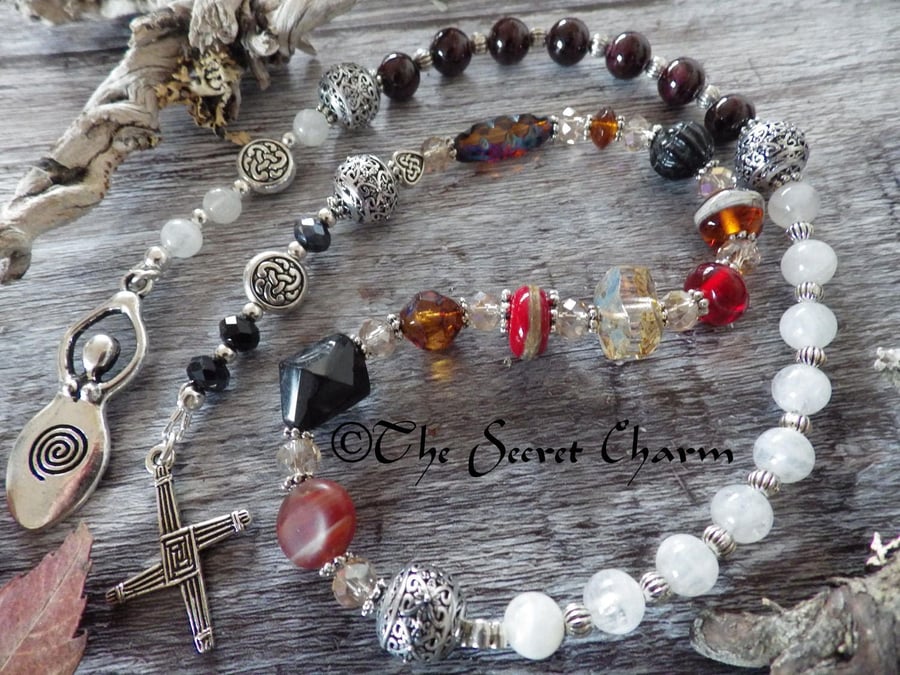 Celtic Fire Goddess Brighid Prayer Beads, Brigid Brigit Meditation Rosary Beads