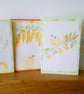 Pack of 4 Original Hand Painted Blank Bird Cards