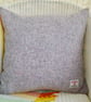 Harris Tweed Scatter Cushion with Pad, Grey & Pink 48cm