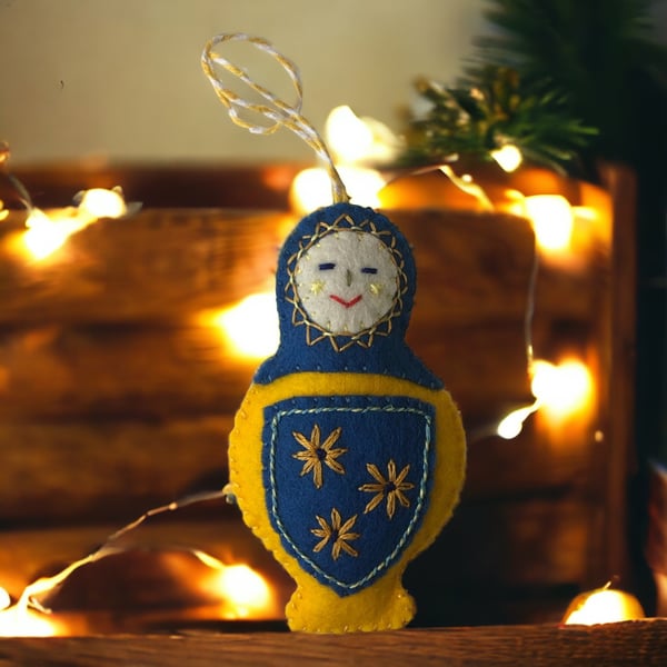 Charity Donation for Ukraine Matrioshka Felt Hanging Chrisrtmas Decorations