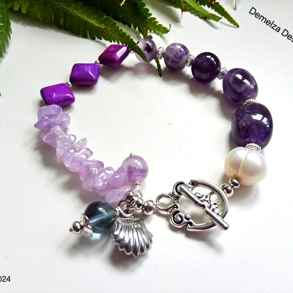 Designer Multigemstone Chakra Charm Bracelet 