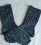Hand-cranked Knitted Ribbed Wool Socks Size 4 to 5 - Image 4