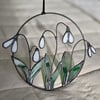 Snowdrop stained glass wreath handmade wall or window hanging decoration