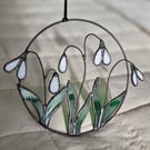 Snowdrop stained glass wreath handmade wall or window hanging decoration