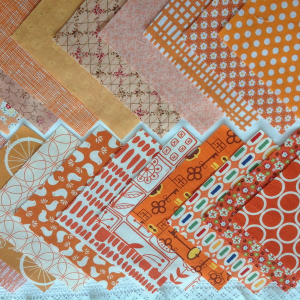 Charm squares for patchwork, 20 x 5", in orange