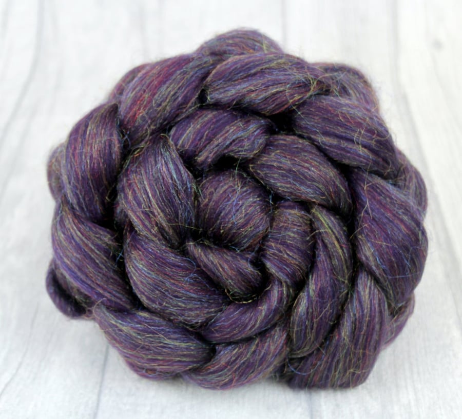 Amethyst Sparkle - Merino and Sparkle combed wool top 100g