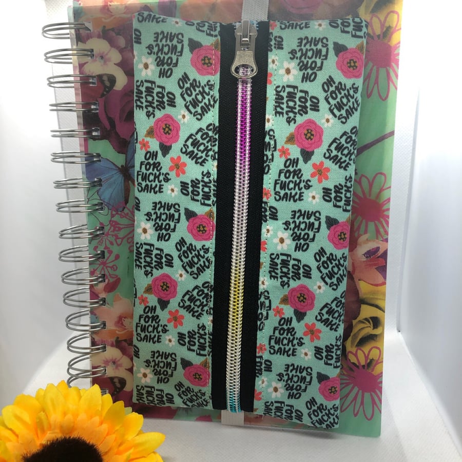 Warning! Swear Word Alert! Pencil Case with Elastic Band for A3 Journal Notebook