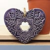 Ceramic heart hanging decoration Pottery Heart Folk art love heart GRAPE
