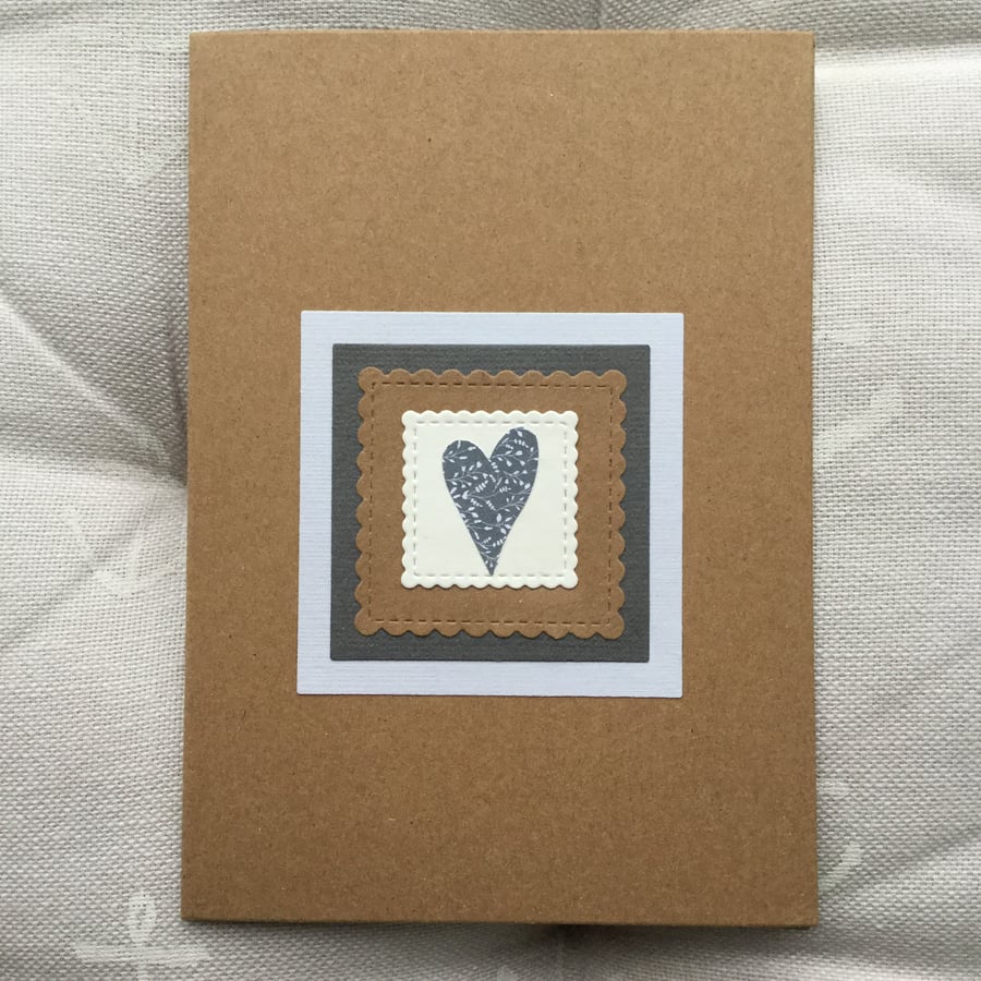 Coastal inspired coloured Heart Card 