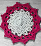 Handmade Crochet Flower Coasters Set of 6 with Basket - Image 2