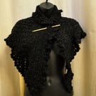 Crochet Ladies Shawl in Black Sparkles