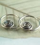 Spiral Sleeper Earrings Silver Hoops 14 mm or 12 mm - Image 2